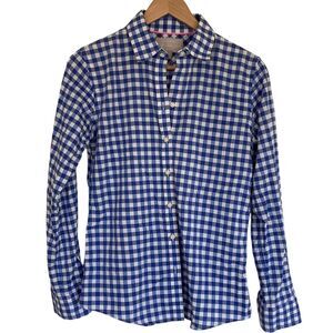 Banana Republic Womens Soft Wash Gingham Button Up Shirt Size S‎ Blue White LS
